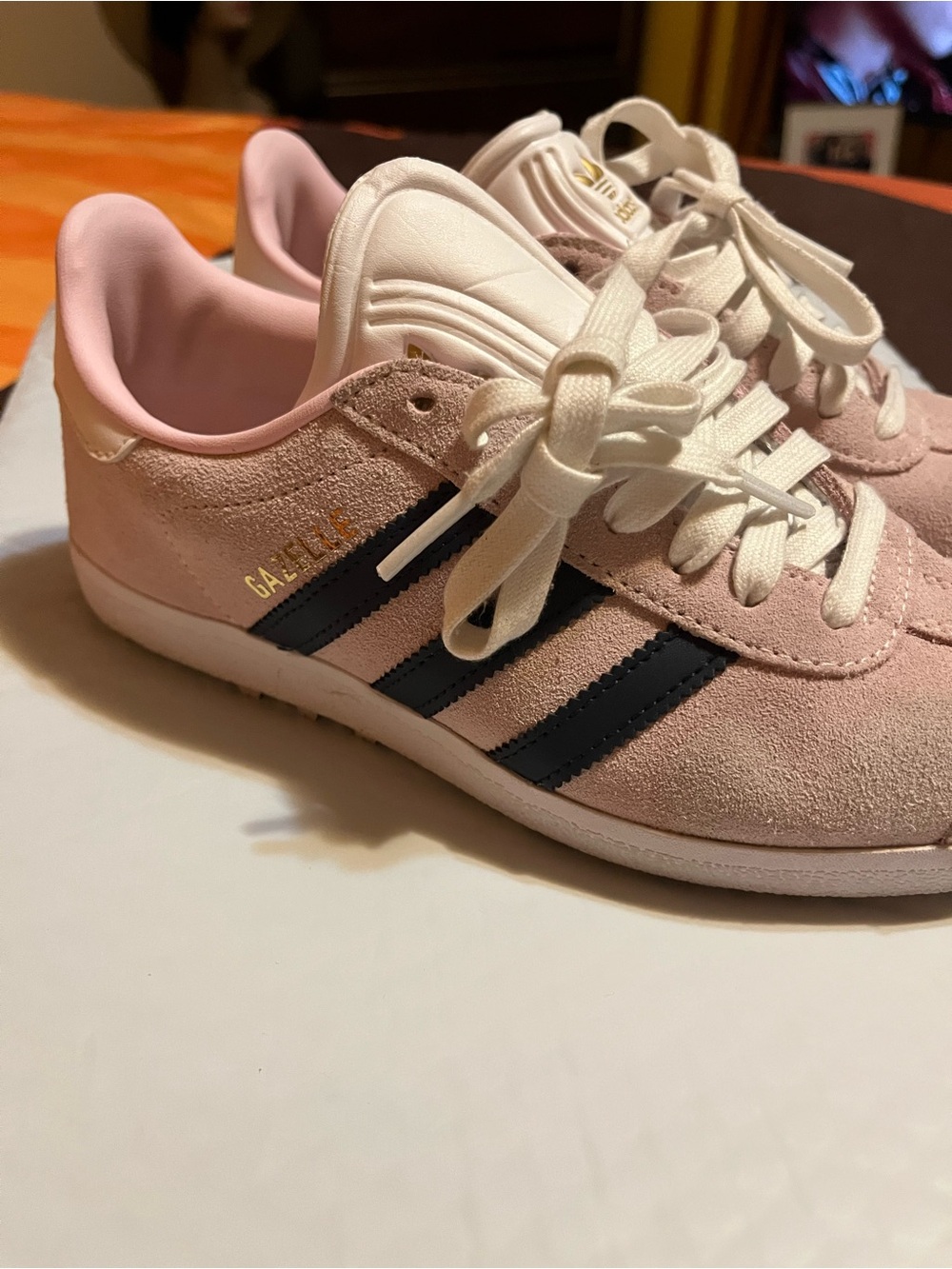 adidas Pink Gazelle Suede Sneakers with Navy Stripes - Picture 4 of 8